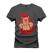 Camiseta Premium Estampada Algodão 30.1 Urso Pose Style