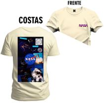 Camiseta Premium Estampada Algodão Banner Spacial Frente Costas