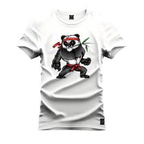 Camiseta Premium Estampada Algodão Confortável Panda Bombado