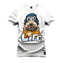 Camiseta Premium Estampada Algodão Confortável Pug Life