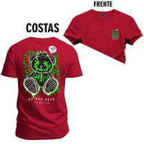 Camiseta Premium Estampada Algodão Confortável Urso Stam Frente e Costas