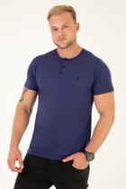 Camiseta Premium - Henley Marinho