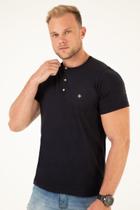 Camiseta Premium -Henley Preta