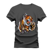 Camiseta Premium Malha Confortável Estampada Tigre Garras