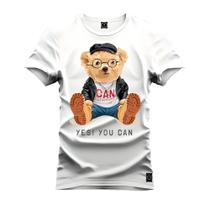 Camiseta Premium Malha Confortável Estampada Urso Can