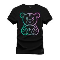 Camiseta Premium T-Shirt Algodão Estampada Unissex Neon Urso