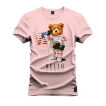Camiseta Premium T-Shirt Algodão Estampada Unissex Urso Nasa Astronalta
