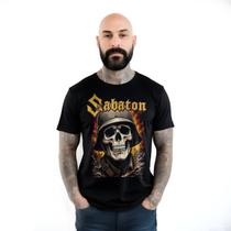 Camiseta Preta 100% Algodão Banda Sabaton