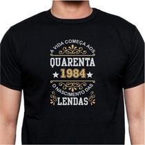Camiseta Preta A Vida Começa aos 40 1984