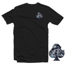 Camiseta Preta Adulto Gangster Gansgsta Skull Style 100% Algodão Penteado Premium 30:1 Mod.04