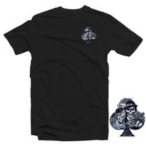 Camiseta Preta Adulto Gangster Gansgsta Skull Style 100% Algodão Penteado Premium 30:1 Mod.04 Camiseta Preta Adulto Gangster Gansgsta Skull Style 100% Algodão Penteado Premium 30:1 Mod.04