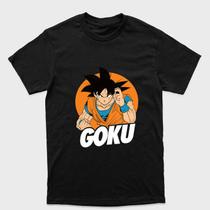 Camiseta preta algodão ou Drytec Dragon Ball Goku pose frontal sem transformação Tamanho:G5Tecido:Drytec Camiseta preta algodão ou Drytec Dragon Ball Goku pose frontal sem transformação Tamanho:G5Tecido:Drytec