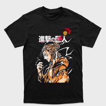Camiseta preta Attack on Titan Eren Yaeger Attack on Titan em japonês Tamanho:G6Tecido:Drytec Camiseta preta Attack on Titan Eren Yaeger Attack on Titan em japonês Tamanho:G6Tecido:Drytec