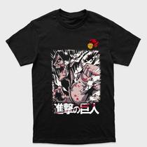 Camiseta preta Attack on Titan Eren Yaeger Forma de Titan Avançando Tamanho:PTecido:100% Algodão