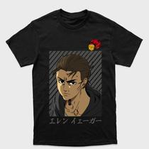 Camiseta preta Attack on Titan Eren Yeager Fundo cinza Tamanho:PPTecido:Drytec Camiseta preta Attack on Titan Eren Yeager Fundo cinza Tamanho:PPTecido:Drytec