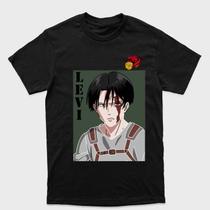 Camiseta preta Attack on Titan Levi Ackerman Ferido Tamanho:GGTecido:Drytec Camiseta preta Attack on Titan Levi Ackerman Ferido Tamanho:GGTecido:Drytec