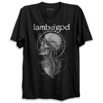 Camiseta Preta Banda Lamb of God Skuul Bomber Rock Metal
