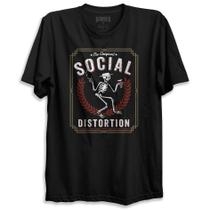 Camiseta Preta Banda Social Distortion The Original Playing Live Bomber Rock