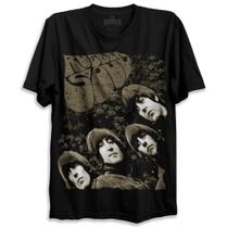 Camiseta Preta Banda The Beatles Rubber Soul Bomber Rock