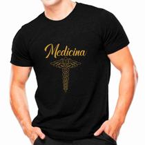 Camiseta Preta com Dourado Profissões - Medicina -Faculdade - Koupes