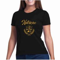 Camiseta Preta com Dourado Profissões - Nutrição - Nutricionista - Faculdade Camiseta Preta com Dourado Profissões - Nutrição - Nutricionista - Faculdade