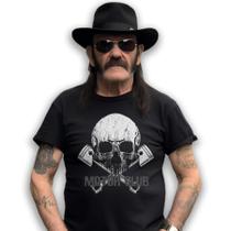 Camiseta Preta Custom Motor Club Caveira Pistão No Remorse