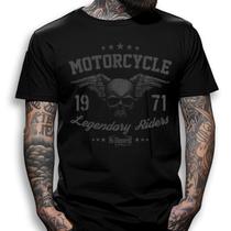 Camiseta Preta Custom Motorcycle 1971 Legendary Riders Skull No Remorse Camiseta Preta Custom Motorcycle 1971 Legendary Riders Skull No Remorse
