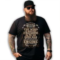 Camiseta Preta Custom The Wind Freedom Good Man Engine No Remorse