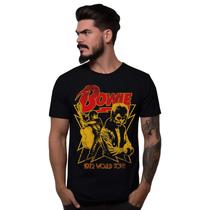 Camiseta Preta David Bowie 1972 World Tour Bomber Rock