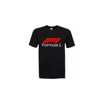 Camiseta preta de algodão Fórmula 1 para homens