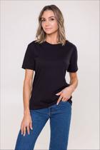 Camiseta Preta Decote Redondo Em Algodão Penteado Sustentável Camiseta Preta Decote Redondo Em Algodão Penteado Sustentável