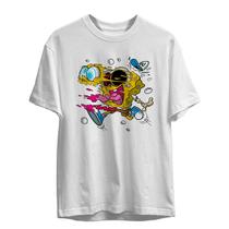 Camiseta Preta e Branca Do Bob Esponja Estampa Psicodelica Exclusivo