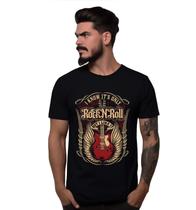 Camiseta Preta It's Only Rock 'N Roll Guitar Bomber