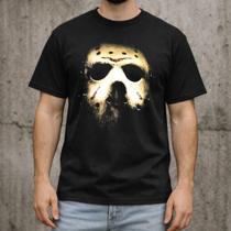 Camiseta Preta Masculina Terror Máscara Half Tone Streetwear Camisa Algodão Estampada Caimento Regular Blusa Preta Jason Filme Terror Camiseta Preta Masculina Terror Máscara Half Tone Streetwear Camisa Algodão Estampada Caimento Regular Blusa Preta Jason Filme Terror
