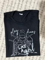 Camiseta Preta - Play Drums Like a Girl