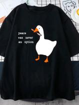 Camiseta preto pato engraçado frases Estampada Frente Pato Peace Was Never a Option