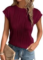 Camiseta PRETTYGARDEN Primavera-Verano 2025 Manga Corta Vino Rojo XXL Camiseta PRETTYGARDEN Primavera-Verano 2025 Manga Corta Vino Rojo XXL