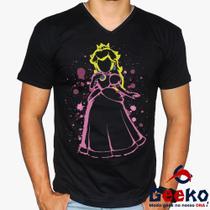 Camiseta Princesa Peach 100% Algodão Super Mario Bros Geeko