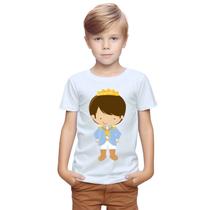 Camiseta Príncipe Criança Realeza Camisa Personalizada Blusa Infantil e Juvenil Algodão com Poliéster