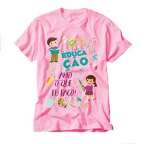 Camiseta Professores Educação Pedagogia Rosa Amo o Que Faço