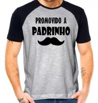 Camiseta promovido a padrinho bigode preto com cinza