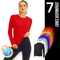 Camiseta PROTEÇÃO SOLAR UV Feminina Manga Longa Térmica Academia Corrida Yoga praia PLT 359