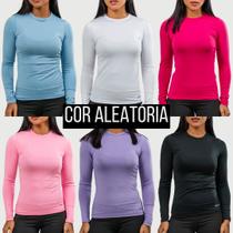 Camiseta Proteção Solar Uv Feminina Térmica Manga Longa Segunda Pele Blusa Lisa pra Praia e Treino