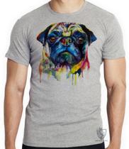 Camiseta Pug colorido Blusa criança infantil juvenil adulto camisa tamanhos