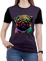 Camiseta Pug Feminina blusa Cachorro Cão Animal Camiseta Pug Feminina blusa Cachorro Cão Animal