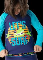 Camiseta puket juvenil uv 50 dino surf praia e piscina