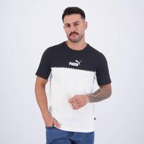 Camiseta Puma Ess Block X Tape Preta e Branca