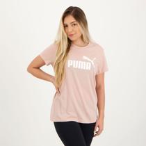 Camiseta Puma ESS Logo Heather Feminina Rosa