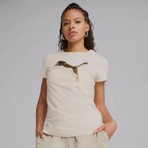 Camiseta Puma ESS Metallic Feminina Bege Camiseta Puma ESS Metallic Feminina Bege
