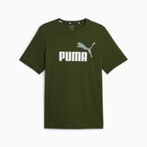 Camiseta Puma Essentials+ 2 Colour Logo Masculina - Verde oliva